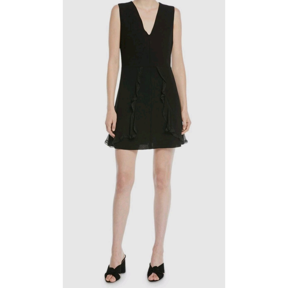 See By Chloe Black Sleeveless A Line Dress Lace Ruffle Size 36 US 4 Quiet Luxury